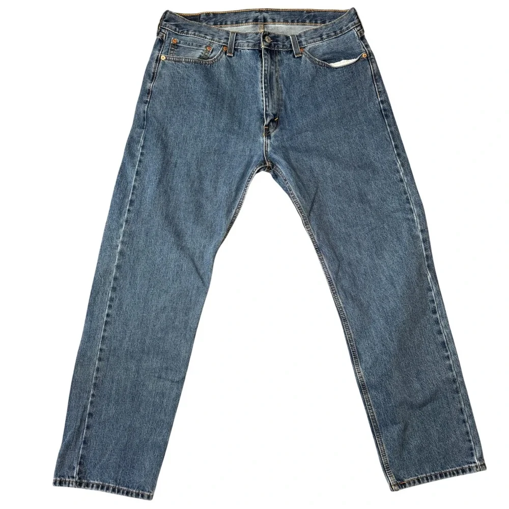 Levis 505 Regular‎ Fit Jeans Mens 38x32 Medium Wash Blue Straight Leg Denim